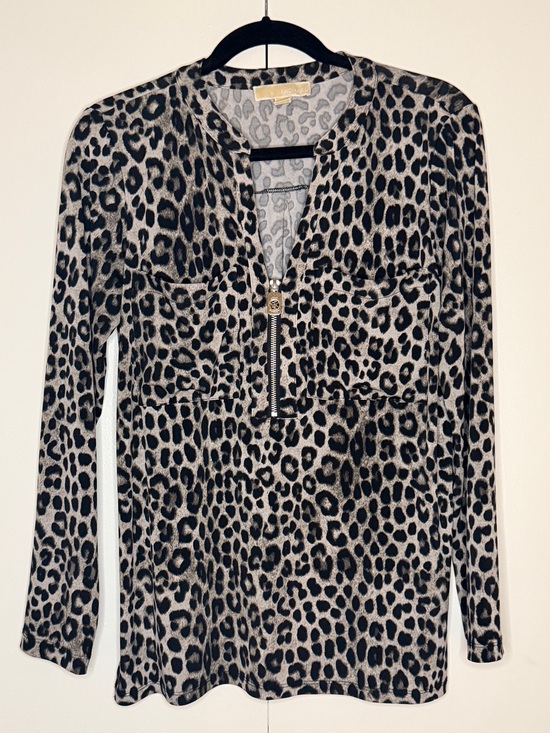 Michael Kors Tops - Michael Kors Leopard Print Long Sleeve Zip-Front Women's Top